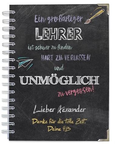 Feenstaub Notizbuch Lehrer, Buch A5 blanko, personalisiertes Notizbuch mit Spruch, Lehrerin Geschenk, Abschiedsgeschenk Klassenlehrerin, Abschied Grundschullehrerin, 21x15 Ringbuch mit Name