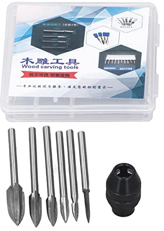 Broca de Grabado 3 Flautas 3,0mm Herramientas de Tallado Madera Acero Alta Velocidad Kit 5 Piezas