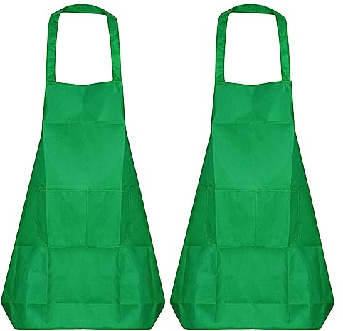 QUARKZMAN 2Stk Küche Kochen Schürzen Polyester Kunst Schürzen Töpferschürze Wasserdicht Künstler Malerei Schürze mit 2 Taschen für Haus Gastronomie Handwerk Garten BBQ Grün