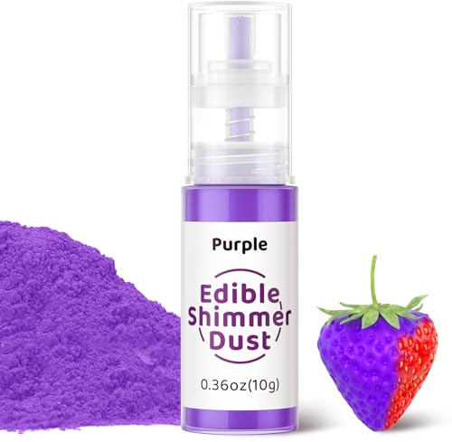 Wwtop Essbarer Glitzer 10g, Glitzerpulver für Getränke, Glitzerspray Essbarer Glitzerstaub, Glitzerpuder Geschmacklos, Lebensmittelfarbe Pulver Luster Dust für Kuchen,Cocktails,Fondant,Drinks (Lila)