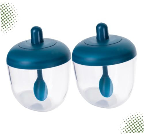 IMIKEYA 2stücke Teiliges Küchen-gewürzglas Salzbehälter Mit Löffel Praktische Aufbewahrungsdose Für Gewürze Öl Und Essig Blauer Glas-organizer Für Haushalt Und Restaurantgebrauch