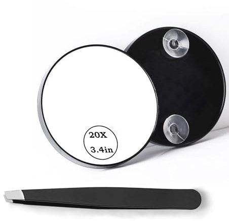 Tinkber 1 Miroir Grossissant de Maquillage pour Les Yeux, Miroir de Maquillage Mganifiant x20, Miroir de Maquillage 20X avec Grossissement, pour Les Voyages et Peut Également Être Utilisé à La Maison