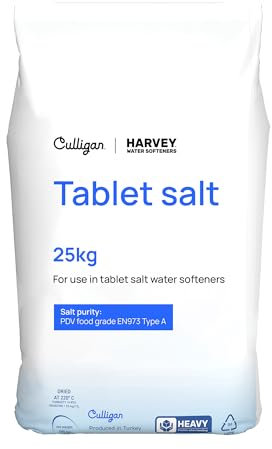 Harvey 25kg Tablet Salt for Water Softeners by Culligan Water | Original Pure Grade A/PDV Food Quality Salt | Premium and Effective Solution for Superior Softening Performance (2 x 25KG Bags)