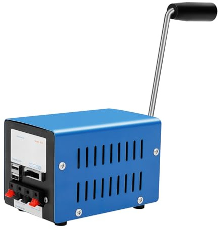 DSYOGX Manuell vevgenerator, bärbar nödströmförsörjning 20 W handvevgenerator nödsituationsladdare med USB-laddare nödöverlevnad energibank utomhus