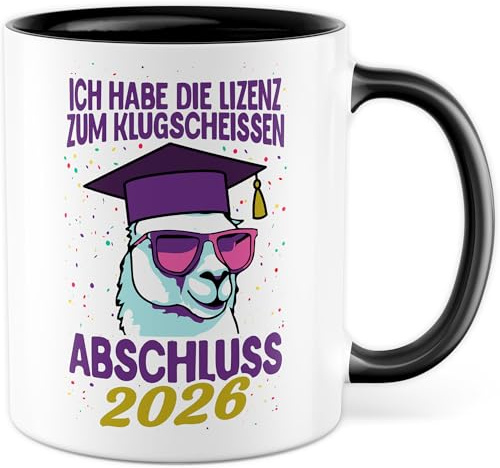 Abschluss Tasse mit Spruch - Geschenk Ich habe die Lizenz zum Klugscheißen Abschluss 2026 - Kaffeetasse aus Keramik 330ml - Absolvent Absolventin Allgemeiner Abschluss Abschlussgeschenk (Abschluss)