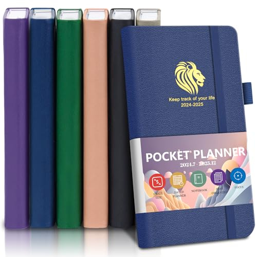 BLESWIN Agenda Tascabile 2024-2025, Agenda A6 Settimanale, 18 Mesi Agenda Mensili, Piccola Agenda Tascabile, Agenda Organizzativa in pelle Blu, Agenda Personalizzata per Donne e Uomini
