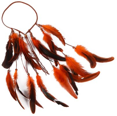 Huamengyuan Böhmische Feder Kopfschmuck für Damen Regenbogen Feder für Erwachsene, Boho-Kopfschmuck, Hippie, Indianerin, Karneval, Fasching, Fastnacht, Mottoparty, Halloween Haarband mit Federn