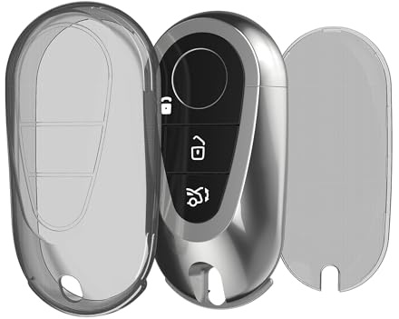 kwmobile Schlüsselhülle für Mercedes Benz 3-Tasten Smart Autoschlüssel Hülle - Autoschlüssel Schlüssel Hülle aus TPU Silikon - Schlüsselschutz Gehäuse in Schwarz Transparent