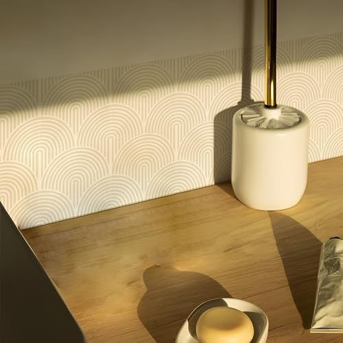 Alwayspon Tile Sticker, 25PcsX15cm/6inch Beige Self Adhesive Stick on Tiles Transfer Sticker for Bathroom Kitchen, Splashback, Peel and Stick Vinyl Floor Wall Tiles Sticker