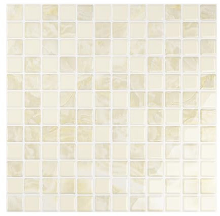 VEELIKE Mosaico Peel and Stick Backsplash 24 fogli crema beige cucina backsplash piastrelle Peel and Stick rimovibile retro splash stick su piastrelle per cucina bagno piastrelle adesivi per doccia