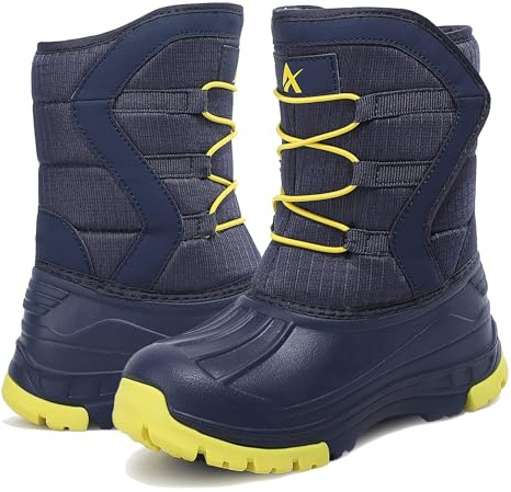 TORISKY Enfant Bottes d'hiver Garçons Filles Chaude Doublé Anti-dérapant Bottes de Neige(T5-Blue/Yellow 34EU)