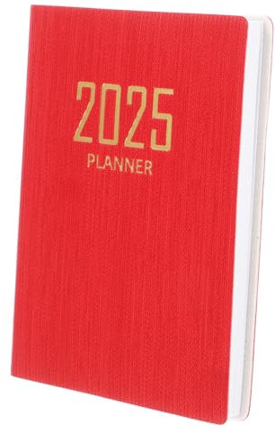 SHINEOFI 2025 Jahresplaner-notizbuch Konferenzheft Notizblockplaner Planer Täglich Reisetagebuch Notizblock Schreiben Notizbücher Zeitplan Notizbuch Zeitplan Buch Kalender-notizbuch Rot Pu