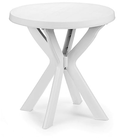 Spetebo Kunststoff Gartentisch rund weiß - 70 cm