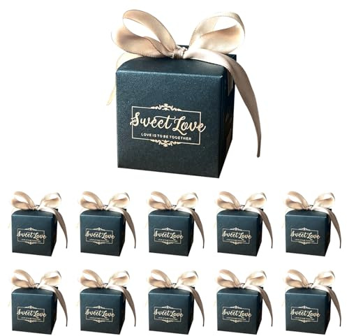 ONEBO 30 Stück Gastgeschenk mit Lederkrawatten, Süßigkeiten Schachtel, Gastgeschenke Schachtel Hochzeit, für Hochzeit Gastgeschenk Geburtstag Kommunion Geschenkverpackung Konfirmation (Schwarz)