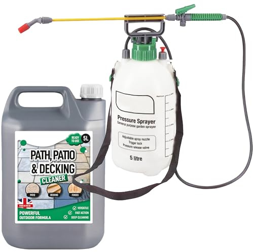 5L Path Patio & Decking Cleaner With Pressure Sprayer, Removes Grime & Stains Ready To Use For Patios, Fencing, Decking, Driveways & Walls