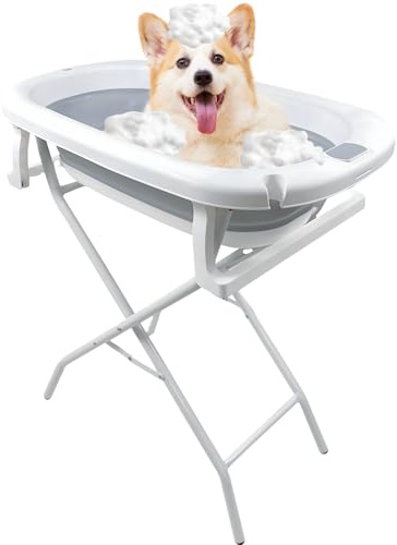 Pet Bath Tub Small ROSSGUSHI Foldable Pet Dog Bathing Tub with Stable Bracket - Portable, Space - Saving Design for Small Pets, Ideal for Indoor & Outdoor Use