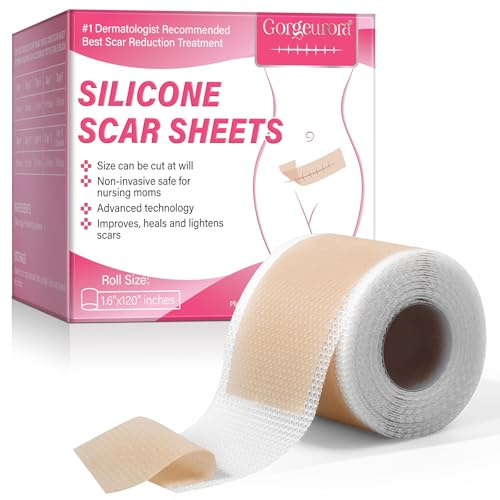 Cerotti Silicone Cicatrici, Cerotto Silicone Per Cicatrici, Silicone scar sheets riutilizzabile, Per la rimozione di cicatrici chirurgiche, da parto cesareo, cheloidi, acne (1,6×120 - 3 m)