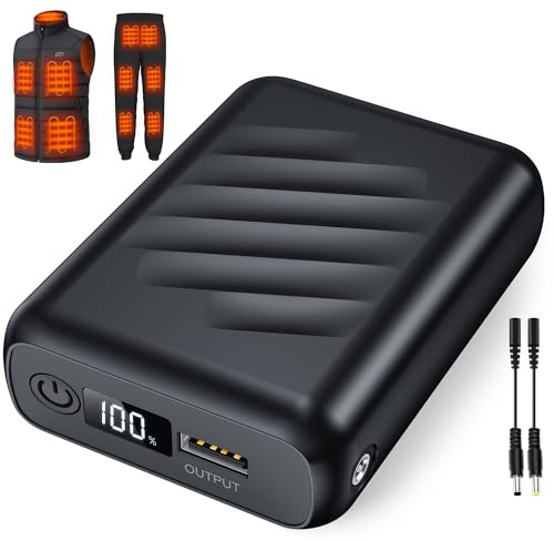 Sevdiea Powerbank für Heizweste 7,4V 20000mAh, Wiederaufladbarer Powerbank Heizweste mit LED Display für Heizjacken und Hoodies Herren Damen, Tragbare Heizwesten Akku mit DC/USB-A/USB-C Anschluss