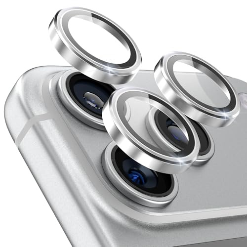 CloudValley Protection D'objectif D'appareil photo Pour iPhone 17 Pro/Pro Max, Coque En Verre Trempé Ultra-HD, [Compatible Avec Les Coques] Anneau De Protection D'écran En Métal, Argent