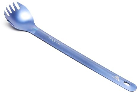 TOAKS Titanium Long Handle Spork with Polished Bowl (Blue)