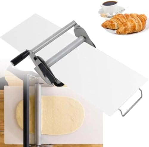 Manual Foldable Dough Sheeter Commercial Home Use Machine Stainless Steel Pizza Maker, Adjustable Thickness for Bakery, Pizza, Croissant