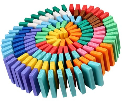 ERINGOGO 120 Stück Domino Holzbaustein Spiel für Kinder Buntes Domino Spielzeug Kreative Lernspiele zur Hand Augen Koordination und Frühkindlichen
