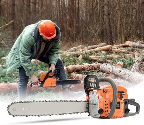 58CC Gas Chainsaw, 20 Inch Power Chain Saw, 2-Cycle Handed Petrol Chainsaws Gasoline Chainsaws Garden Tool for Cutting Trees, Wood, Outdoor Home Garden and Farm Use
