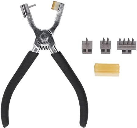 Adfaga Pinze per punzonatura scalpello ad angolo francese Testa sostituibile a doppia leva Attrezzo per punzonatura in pelle ad alta durezza per strumenti di lavorazione della pell