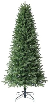 HAF Árbol de Navidad artificial Deluxe Slim de 210 cm, de PVC, 98 cm de diámetro, ahorra espacio y es realista, sin agujas, con soporte de metal resistente