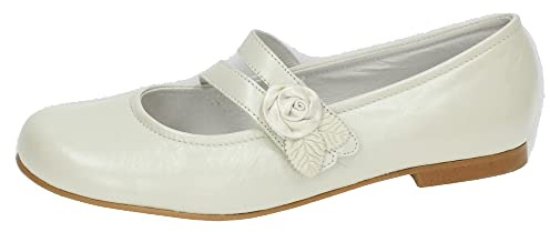 ANGELITOS 990 Mercedes Flor Piel NIÑA Zapato COMUNIÓN BEIG 36