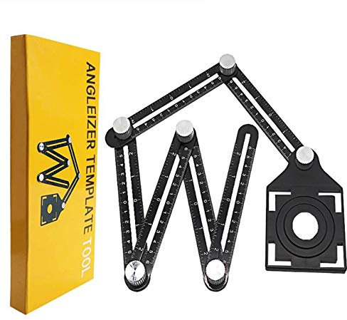 Regla de Medición Herramienta de Plantilla Multi-ángulo Regla De Medición Aleación de Aluminio Angle-izer Herramienta de Plantilla Ideal para Artesano,Carpintero,Arquitecto,Negro