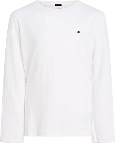 Tommy Hilfiger Bambino Maglietta Maniche Lunghe Basic, Bianco (Bright White), 7 Anni