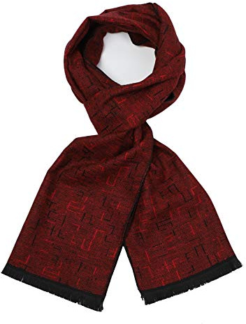 sy soul young Herren Herbst Baumwolle kariert Schal- Winter Jungen Warm Lange Scarf mit Luxuriöse eschenkbox(Rot&Schwarz)