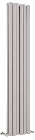 Milano Aruba - Light Grey Vertical Double Oval Panel Radiator - 1780mm x 354mm
