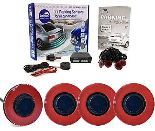 Dolphin Automotive DFM400 Reverse Parking Sensors Flush Mount OEM Style 4 Ultrasonic Radar Sensor Kit Audio Alert System - Sea Blue