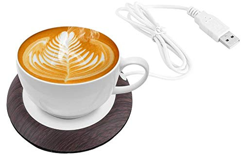nobrands USB Wood Grain Cup Warmer Tea Coffee Heater Pad Heat Beverage Mug Mat for Ceramic Cup Glass Cup Stainless Steel Cup 75 mm