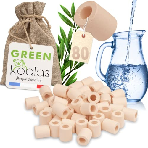 80 PERLES de CERAMIQUE EM® roses naturelles pour purifier et filtrer l’eau. Billes de céramique en argile (tube) pour purification bio. Filtre anti calcaire et chlore spécial Carafe et Fontaine à eau