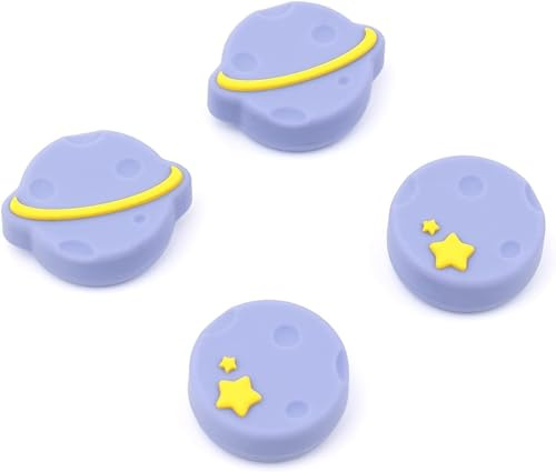 GeekShare Daumengriffkappen kompatibel mit Switch/OLED/Switch Lite, weiche Silikon-Joystick-Rocker-Abdeckung, 4 Stück (Violett)
