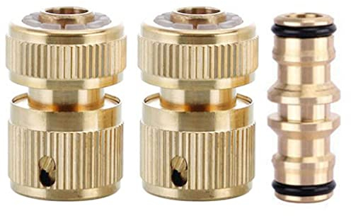 ViLiyDuo 3 Stück Messing Schnellkupplung Set,Schlauchverbinder,Messing Schlauchanschluss,Schlauchkupplung 1/2 Zoll, für Autowäsche,Gartengeräte und Schlauchverbindung