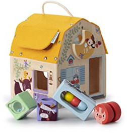 LILLIPUTIENS - Casa Sonora con Forme - Giocattolo educativo in Legno con Animali, Forme e Suoni Diversi - Sviluppa la motricità, l’immaginazione e la riflessione - Giocattolo per Bebè - dai 12 Mesi