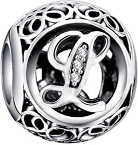 BEEUVIP L Charm-Anhänger, 925 Sterlingsilber, Motiv: Buchstabe des Alphabets, für Armbänder, kompatibel mit europäischen Armbändern Stil A
