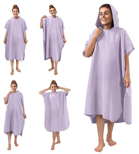 JEMIDI Badeponcho Unisex - Surf Poncho aus Mikrofaser - Tuch für Erwachsene - Bademantel für Damen und Herren - Badetuch mit Kapuze - schnelltrocknend