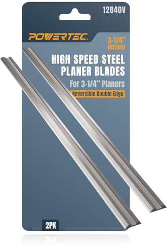 POWERTEC 3-1/4 inch HSS Planer Blades 2 PK for WEN 6530, DeWalt DCP580B, PORTER-CABLE PC70THP, RYOBI P611, BOSCH PK2632K, Makita XPK01Z, Craftsman, Skil Hand Planer, Replacement Electric Planer Blades