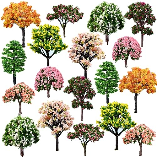 27 Pezzi Alberi Modello Misto, Albero del Diorama Plastic, Albero Misti per Modellismo, Miniatura Alberi Treno, per Paesaggio DIY, Paesaggi in Miniatura, Tavolo di Sabbia, Modello di Paesaggio(5-7 cm)