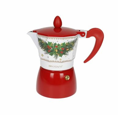 BRANDANI Cafetière Noël Coffret Noel 3 Tasses En Aluminium Boîte Cadeau