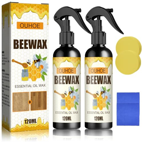 NUOKOU 2PCS Natural Beeswax Spray, Beeswax Spray Cleaner, Beeswax Furniture Polish, The Original Beeswax Spray, Wood Seasoning Beewax For Furniture Floor, for Furniture, Floor, Tables, Cabinets