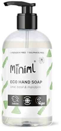 Miniml Hand Soap Wash Liquid 500ml - Lime, Basil & Mandarin Infused Eco Friendly Hand Washing Liquid Gel for Soft and Sensitive Skin Care - 100% Vegan & Cruelty Free
