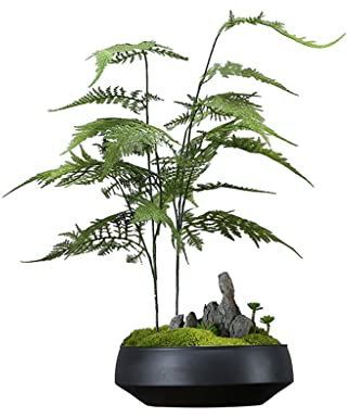 Künstlicher Bonsai-Baum Indoor-Simulation Bambuspflanze Bonsai Mikrolandschaft Landschaftsbau Studie Teestube Dekoration Ornamente im chinesischen Stil Künstliches Pflanzengrün-Dekor für den Schreibti