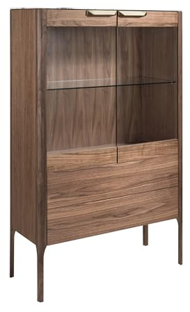 Angel Cerdá - Vitrine aus Nussbaum und Fiberglas mit Marmoreffekt - Modernes und raffiniertes Wohnzimmer-Sideboard - Langlebiges Sideboard aus Holz - Sideboard mit großem Stauraum - 99 x 40 x 161 cm