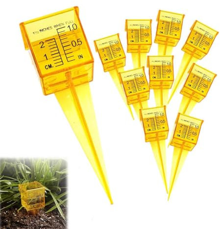 PINFANSHIJIE Lot de 5 pluviomètres d'extérieur résistants au Gel, arroseur de 3,8 cm avec Large Ouverture, Mini pluviomètre Portable Jaune for Jardin, terrasse, pelouse, cour/270(10Pcs)